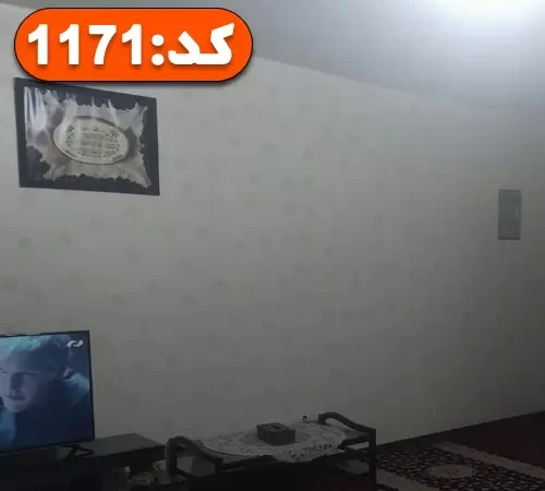 تلویریون و کاغذ دیواری و تابلوی سالن نشیمن آپارتمان در بندر جاسک